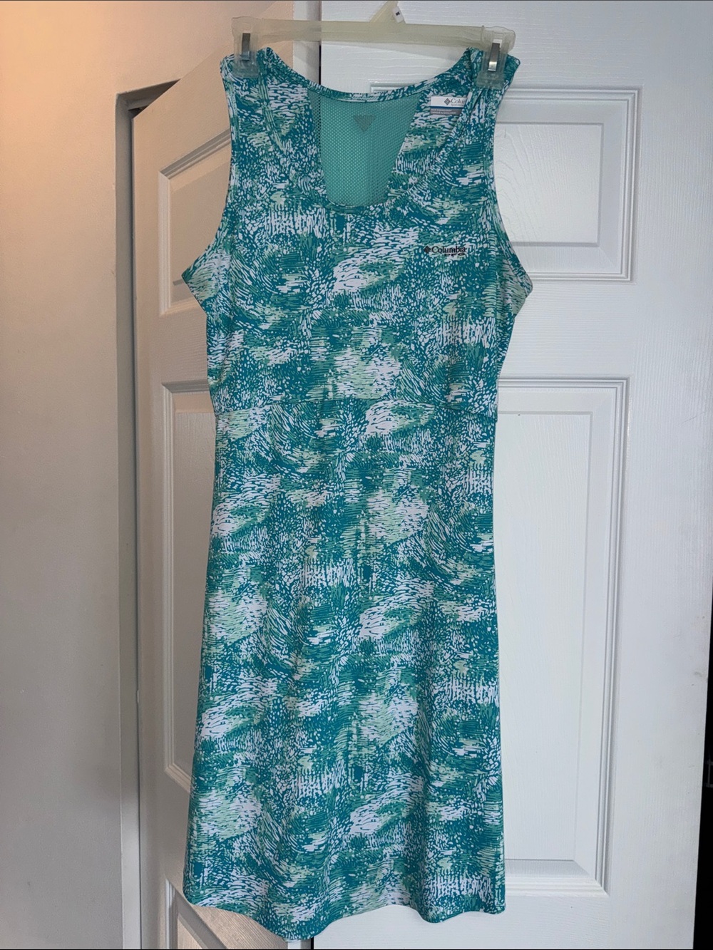 Columbia Teal and White Sleeveless Mini Dress